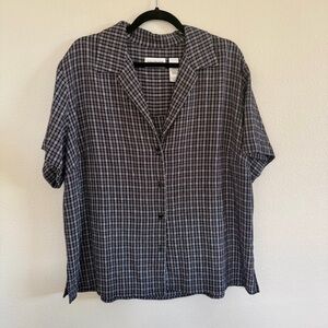 Vintage Villager Women’s Black and Gray Plaid Shirt